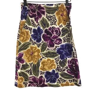 Vintage 100% linen bright floral skirt Outback Red 28” waist WOMEN’S SIZE MEDIUM